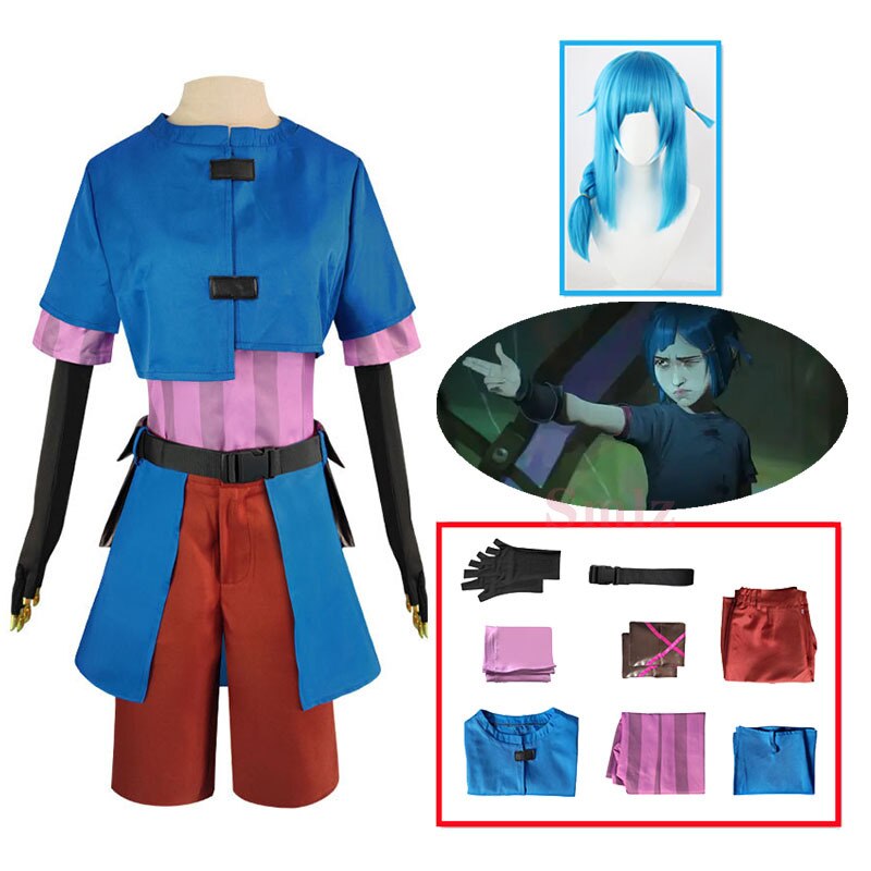 LOL Arcane Powder Jinx ڽ ǻ   ҷ Ƽ jinx Junior suit Cosplay